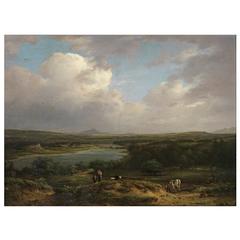 19th Century Scottish Oil Painting of Figures in a Landscape by Patrick Nasmyth