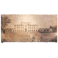 Italian Painted Scene on Canvas Panel from Medici Palace in Florence
