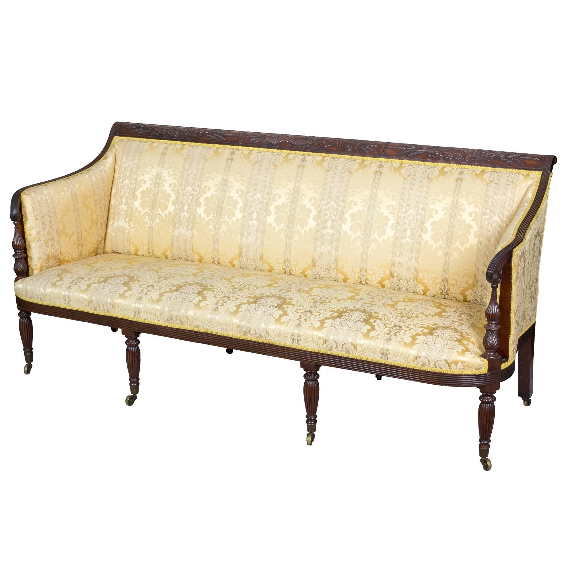 Mahogany Classical Sofa with Turned in Arms, Duncan Phyfe, New York, circa 1810 For Sale
