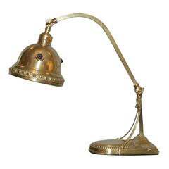 Articulated Jugendstil Brass and Jewel Table Lamp