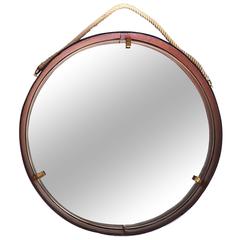 Vintage French Leather Mirror