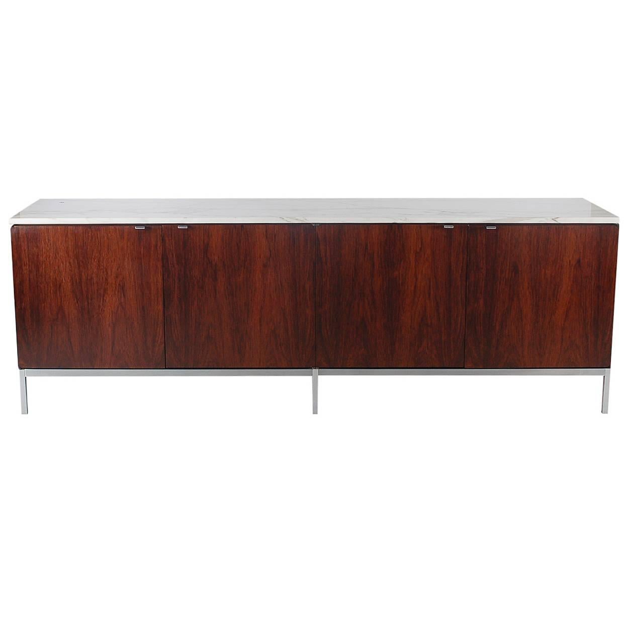 Early Rosewood and Marble Credenza by Florence Knoll for Knoll