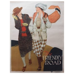 Original Antique 1920s Poster by Anita Parkhurst - The Friendly Road - YWCA