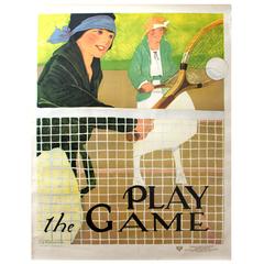 Original circa 1920s Health and Fitness Tennis Poster "Play the Game, " YWCA