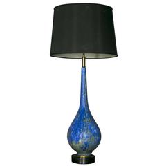 1960s Italian Blue Ceramic Lamp