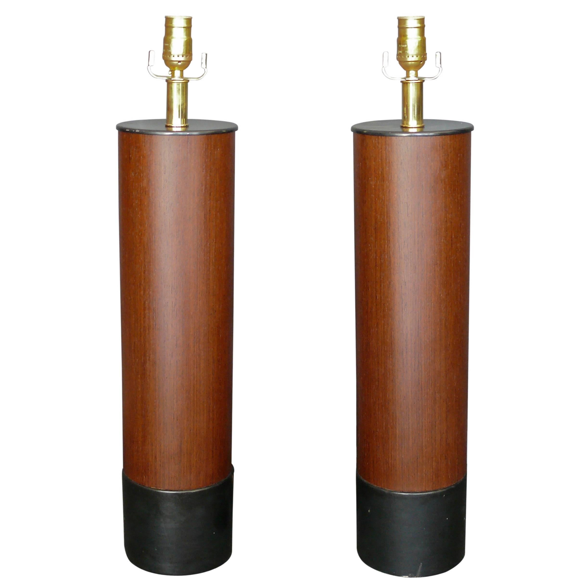 Danish Wood and Leather Lamps