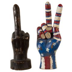 Hand-Carved Folk Art Hand Sculptures