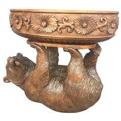 19th Century Swiss Black Forest Walnut Bear Bowl Carving