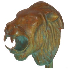Vintage 1960s Bronze Lion Head Statue