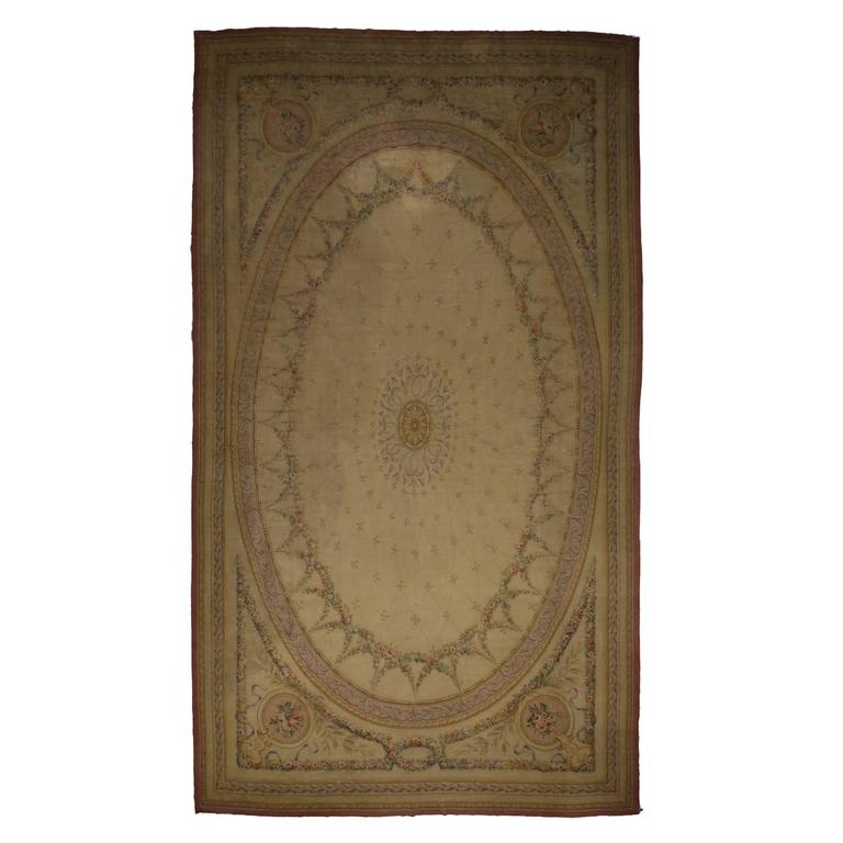 Late 19th Century Antique Aubusson Palace Size Rug with Louis XV Rococo