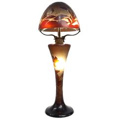 Large Art Nouveau Period 'Les Fleurs' Glass Lamp by Émile Gallé 9
