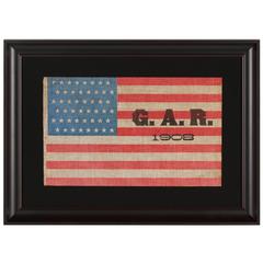 48 Star American Parade Flag with Bold Civil War Veterans Overprint