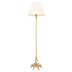 1920s French Claw Foot Brass Floor Lamp with Marble Base