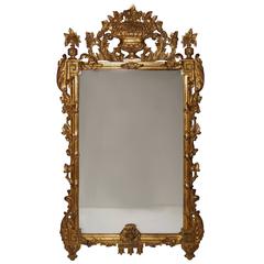 Ornate Vintage Italian Hand-Carved Giltwood Mirror