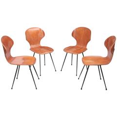 Set of Four Chairs by Carlo Ratti in Plywood for Lissoni