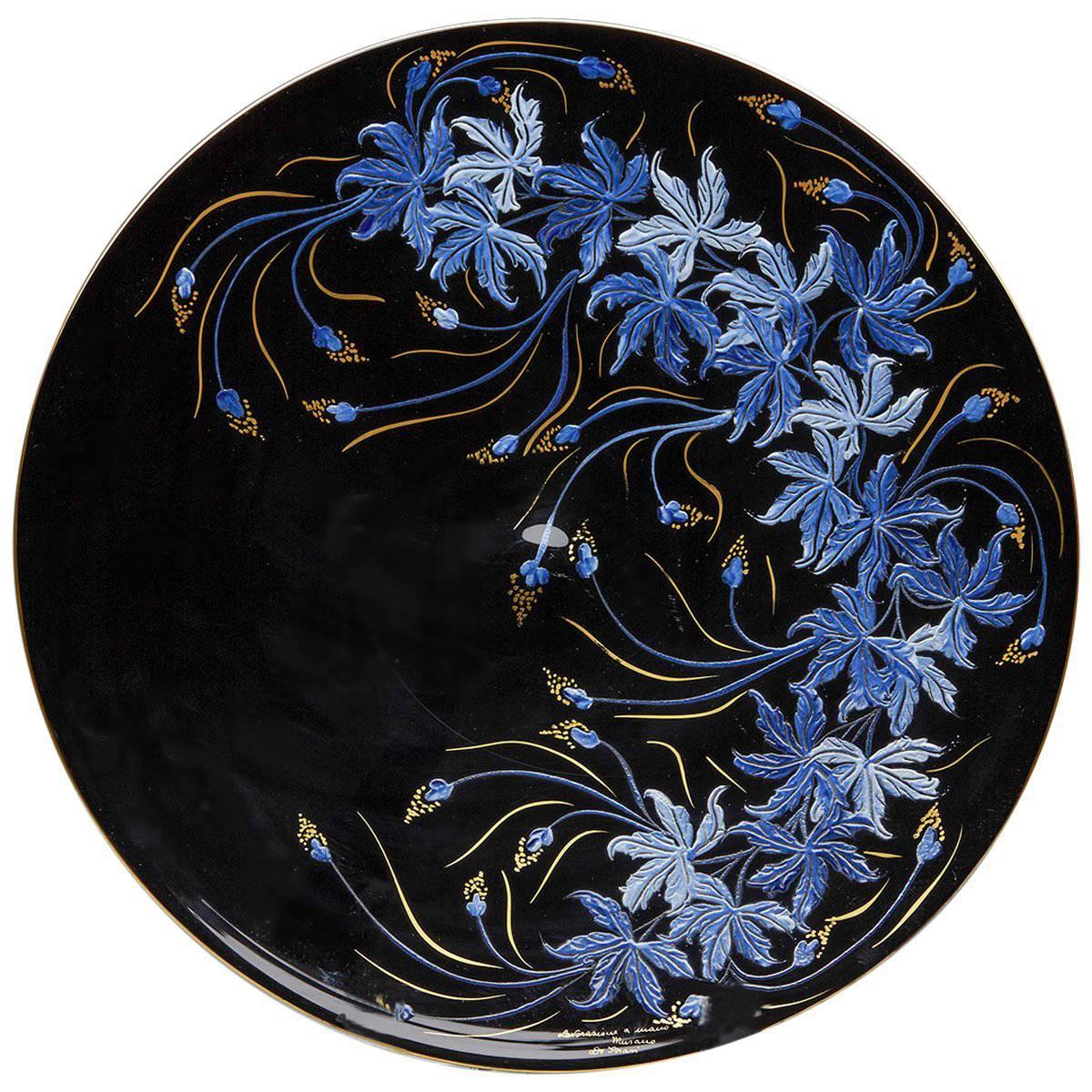 Lavorazione a Mano Murano Enameled Glass Charger, 20th Century