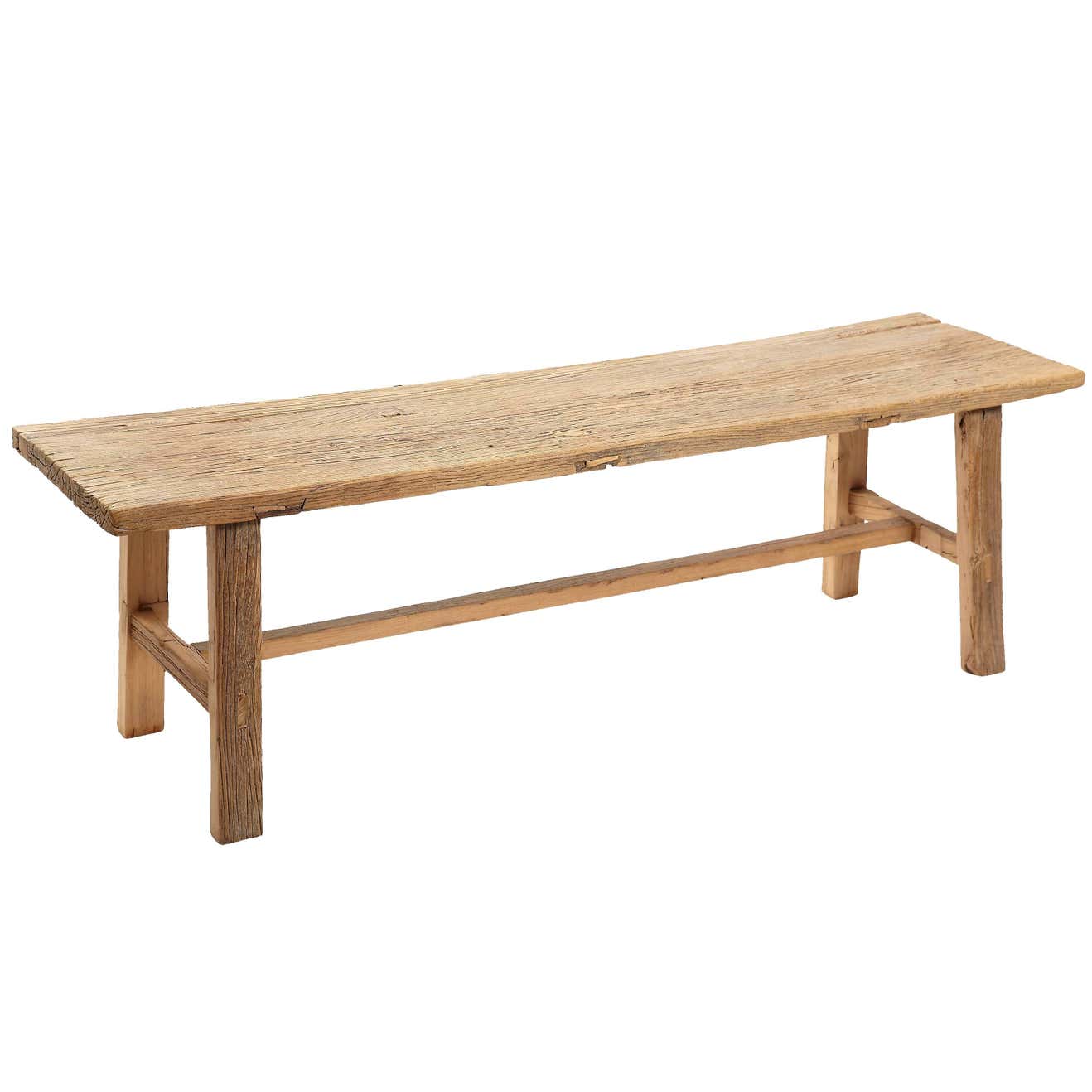 Rustic Elm Wood Bench--Three Available at 1stDibs