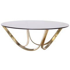 Brass and Smoked Glass Coffee Table by Tri-Mark, circa, 1971