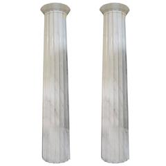 Pair of White Marble Doric Columns
