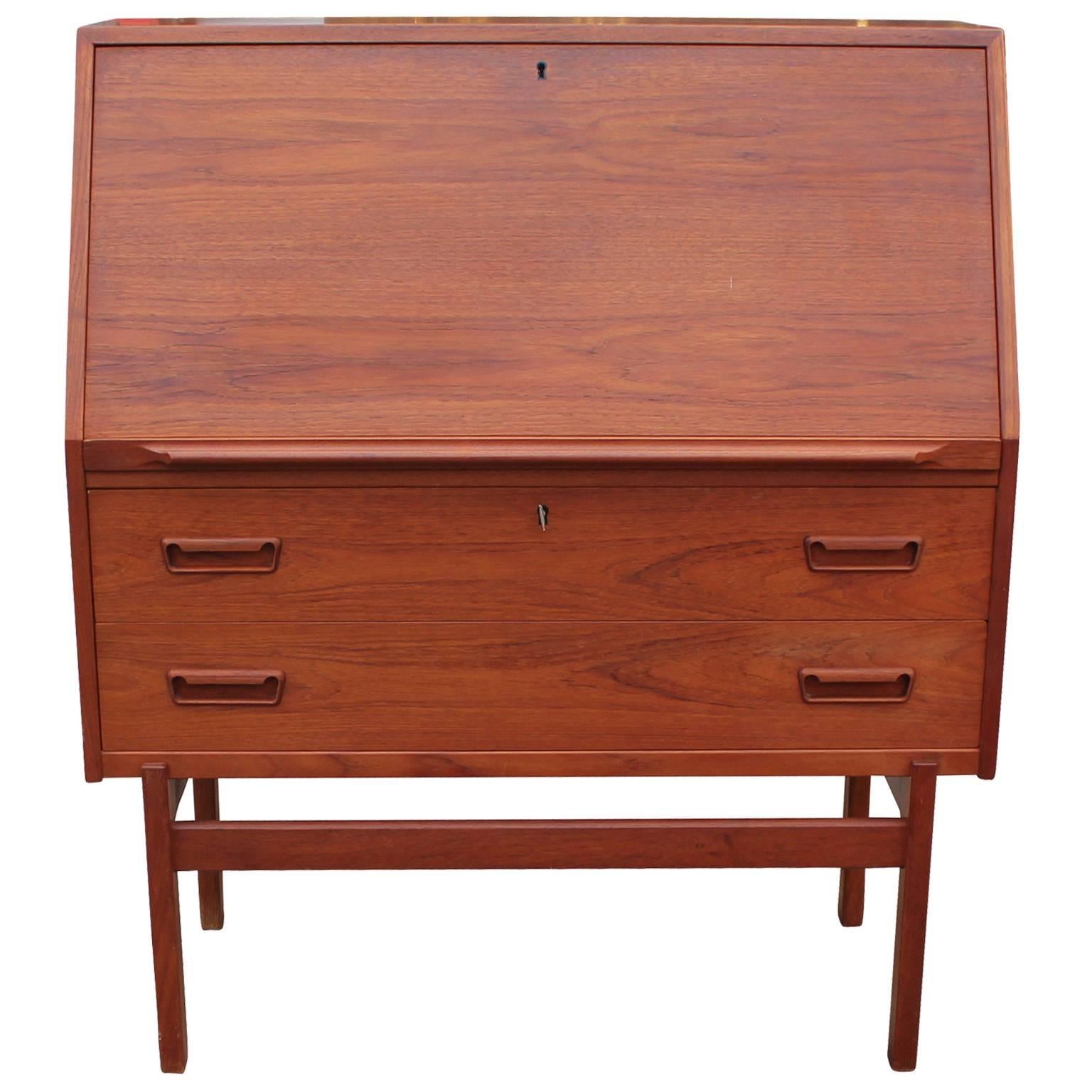 Wonderful Danish Teak Drop Front Desk