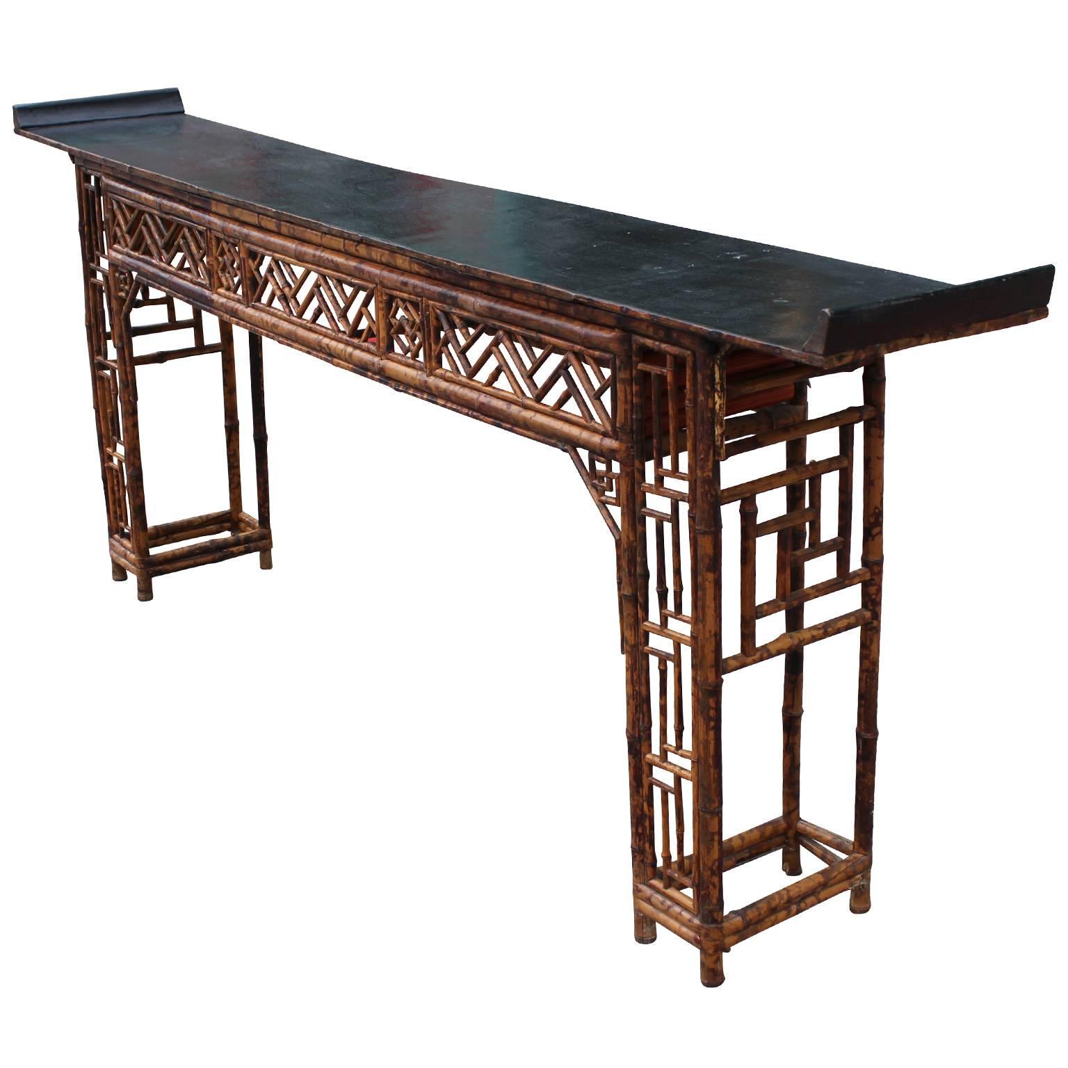 Elegant Chinese Bamboo Altar or Console Table