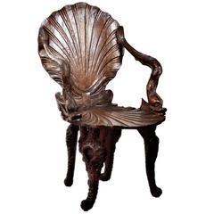 Late 19th Century Rare Italian Shellback Grotto Chair