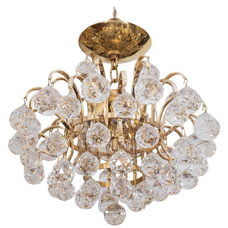 Brass Crystal Drop Chandelier at 1stDibs