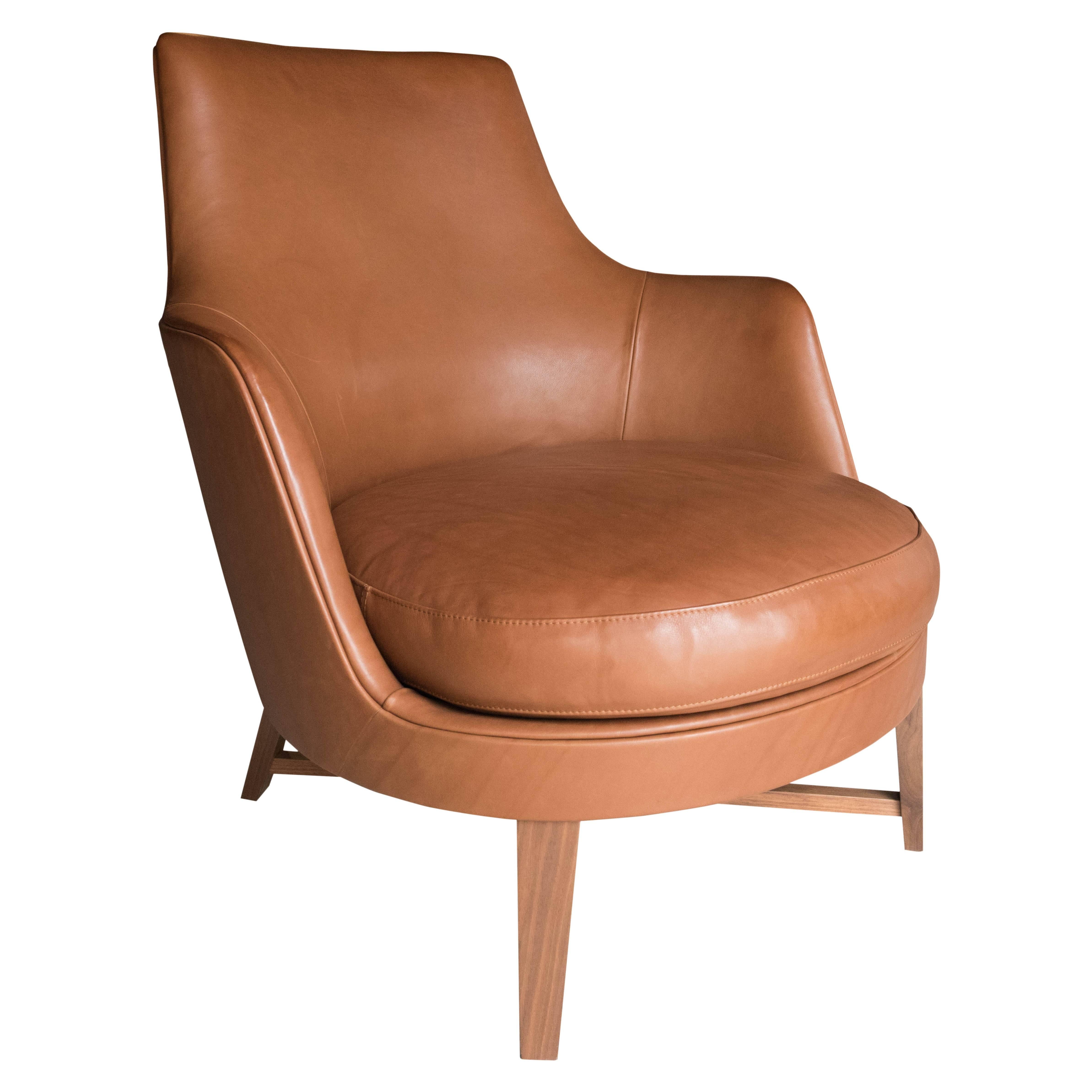 Flexform Guscio Leather Armchair For Sale