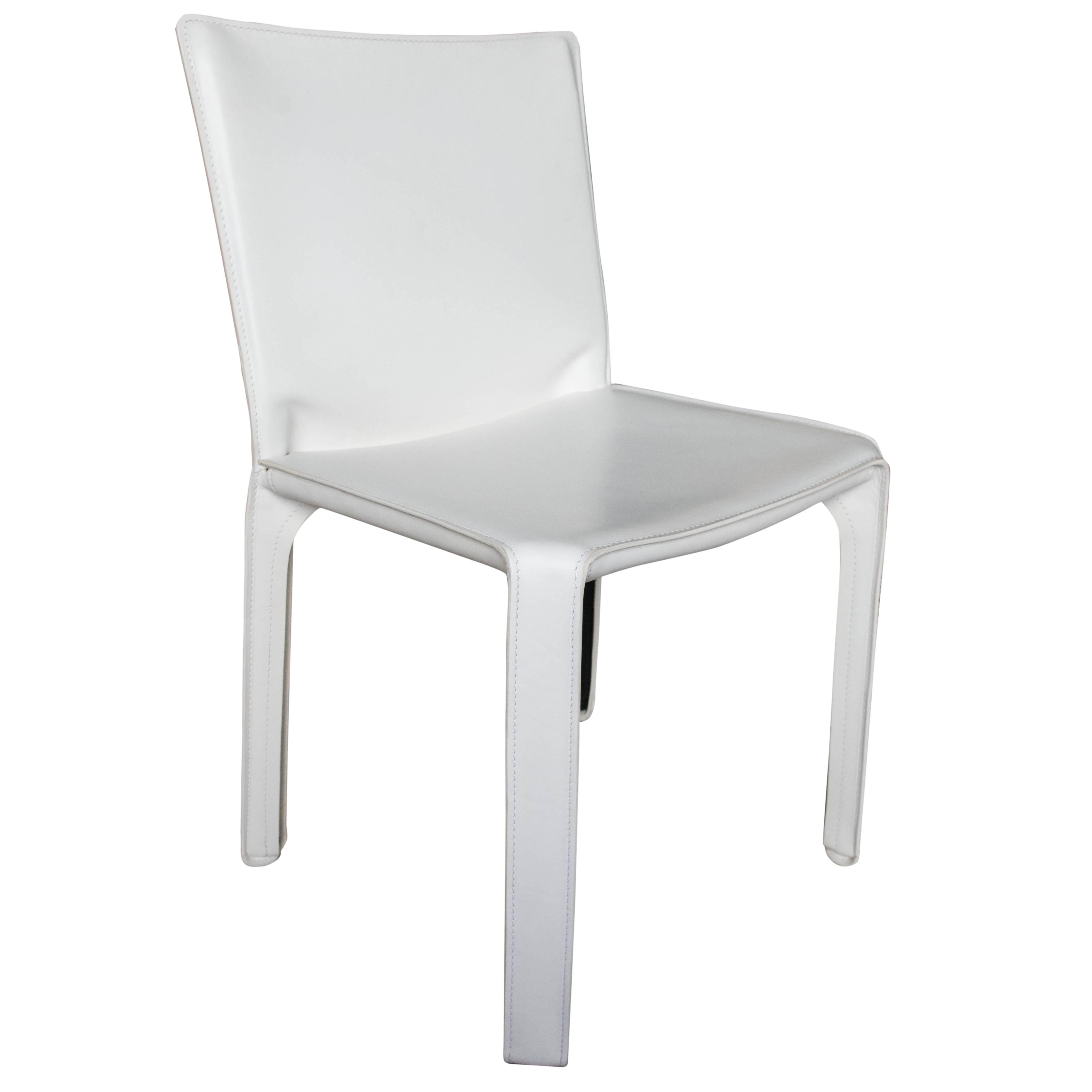 Cassina Cab Chair in White Leather For Sale