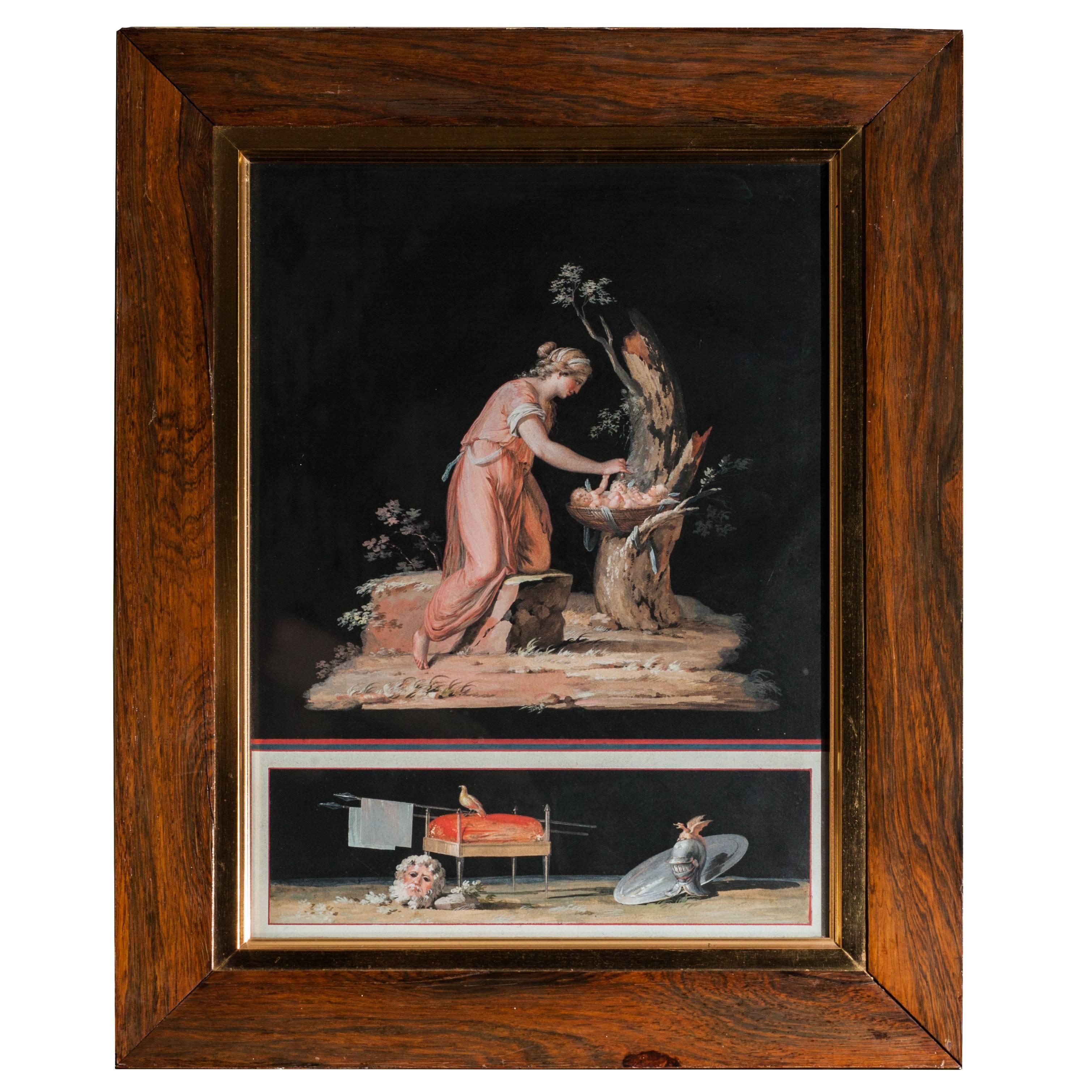 Michelangelo Maestri Attributed 19th Century Classical Allegorical Gouache For Sale