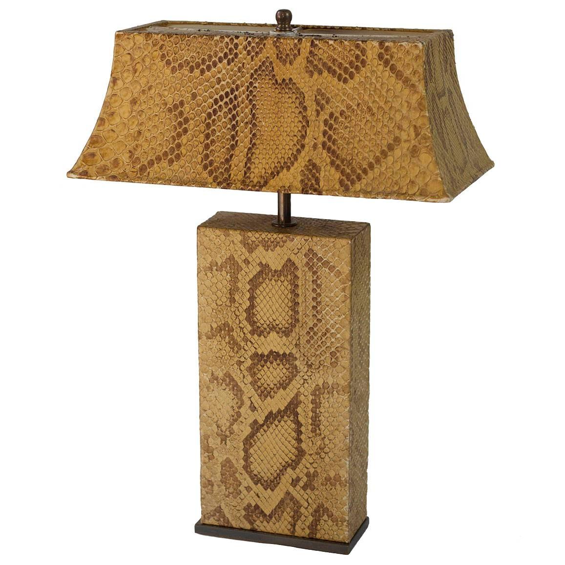 Glamorous Karl Springer Python Lamp For Sale