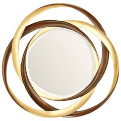 Mirror Gold Circles in Mahogany Wood Gold Finish