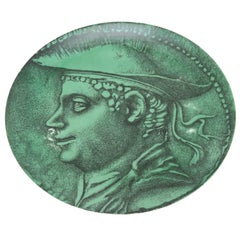 Piero Fornasetti "Nummus" Green Porcelain Plate Mid-Century Modern
