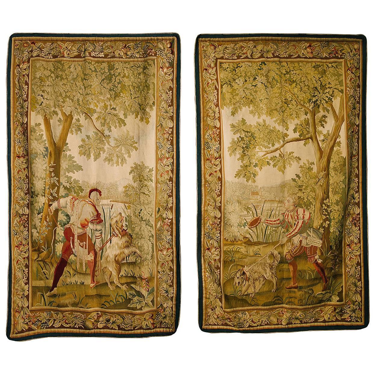 Beautiful Pair of 19th Century French Aubusson Tapestries