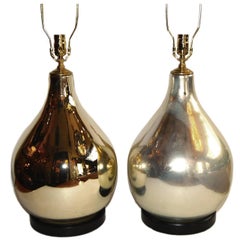 Pair of Large Mercury Glass Lamps