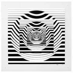 Leo Maranz White and Black Op Art on Lucite