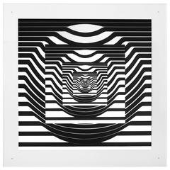 Op Art noir et blanc sur Lucite de Leo Maranz