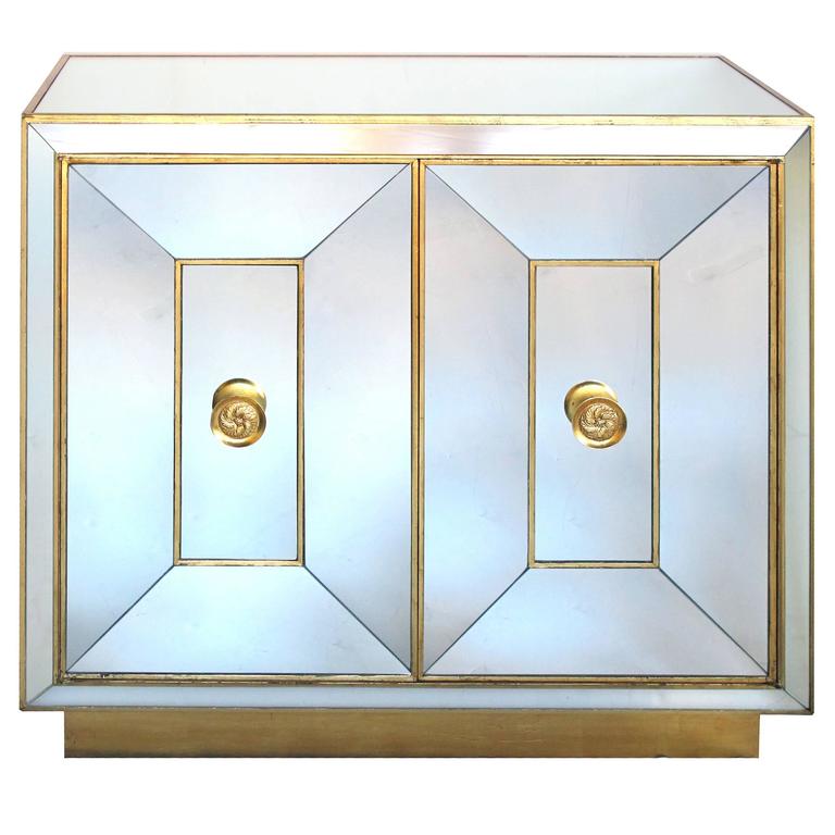 Glamorous American Hollywood Regency Mirrored Two Door Cabinet For Glamorous American Hollywood Regency Mirrored Two Door Cabinet For