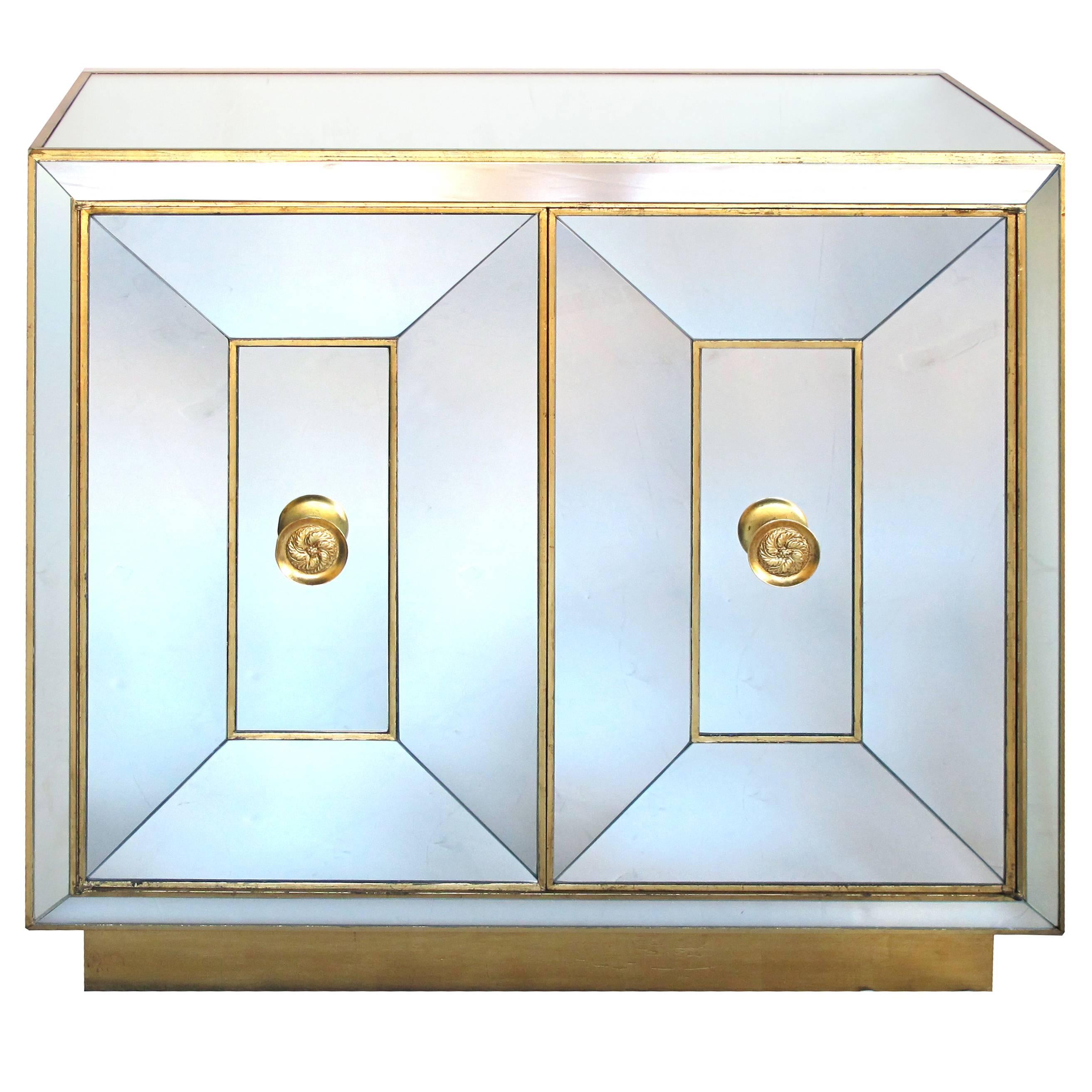 Glamorous American Hollywood Regency Mirrored Two-Door Cabinet