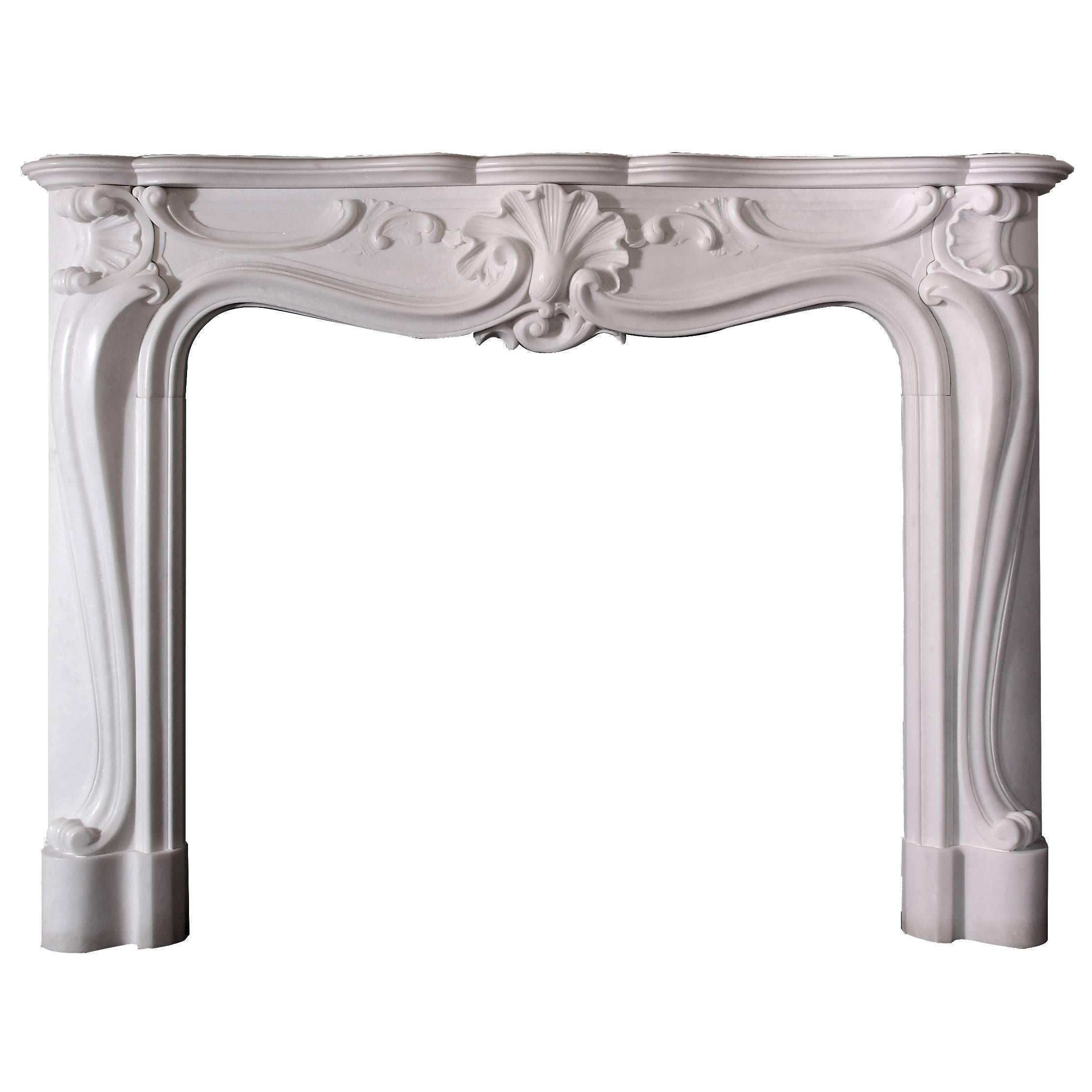 Rococo Style Statuary Marble Mantel