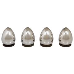 Two Pairs of Modernist Evald Nielsen Sterling Salt and Peppers