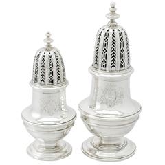 Pair of Sterling Silver Sugar Casters, Antique George II 8
