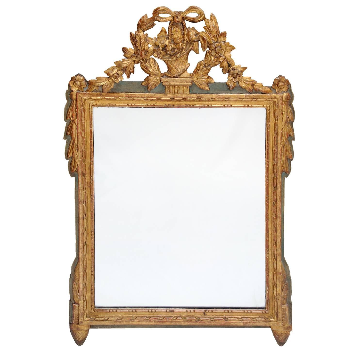 Northern French, Late 18th Century Painted and Giltwood Mirror, circa 1780 For Sale
