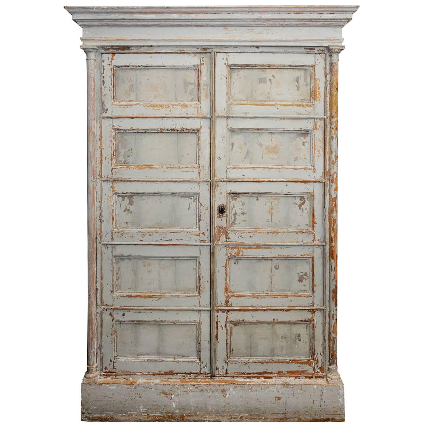French Directoire Dry-Scraped Painted Cupboard, circa 1790 For Sale