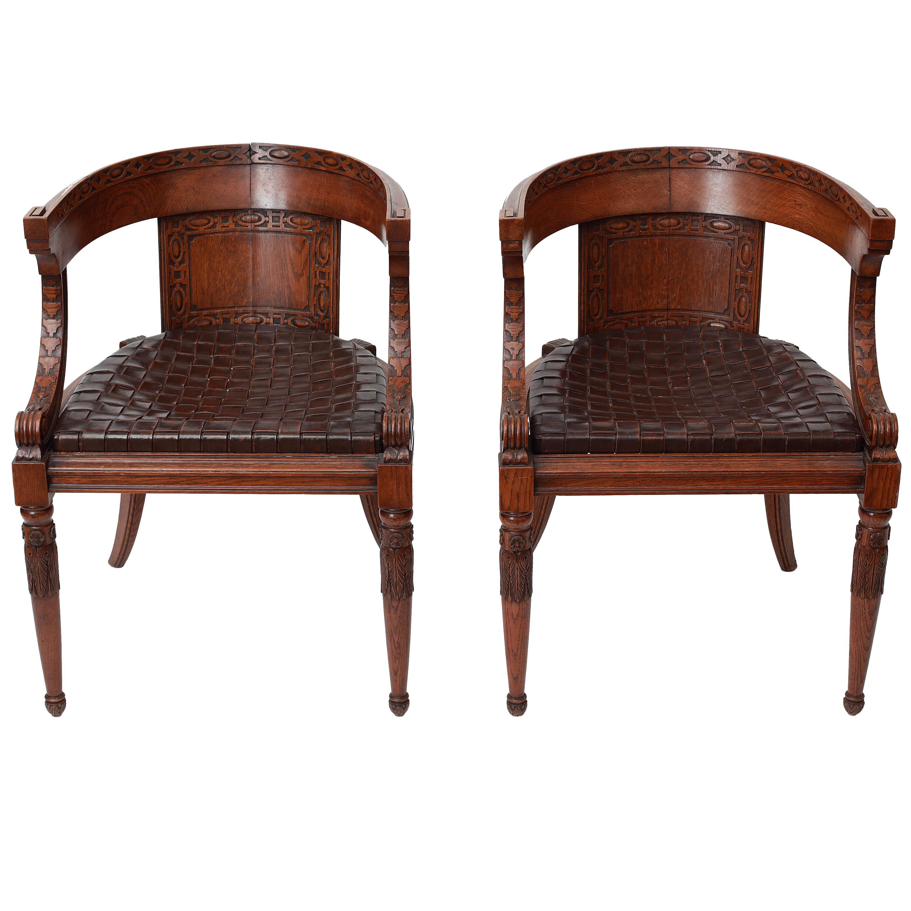 Pair of Neoclassical Art Deco Armchairs  For Sale