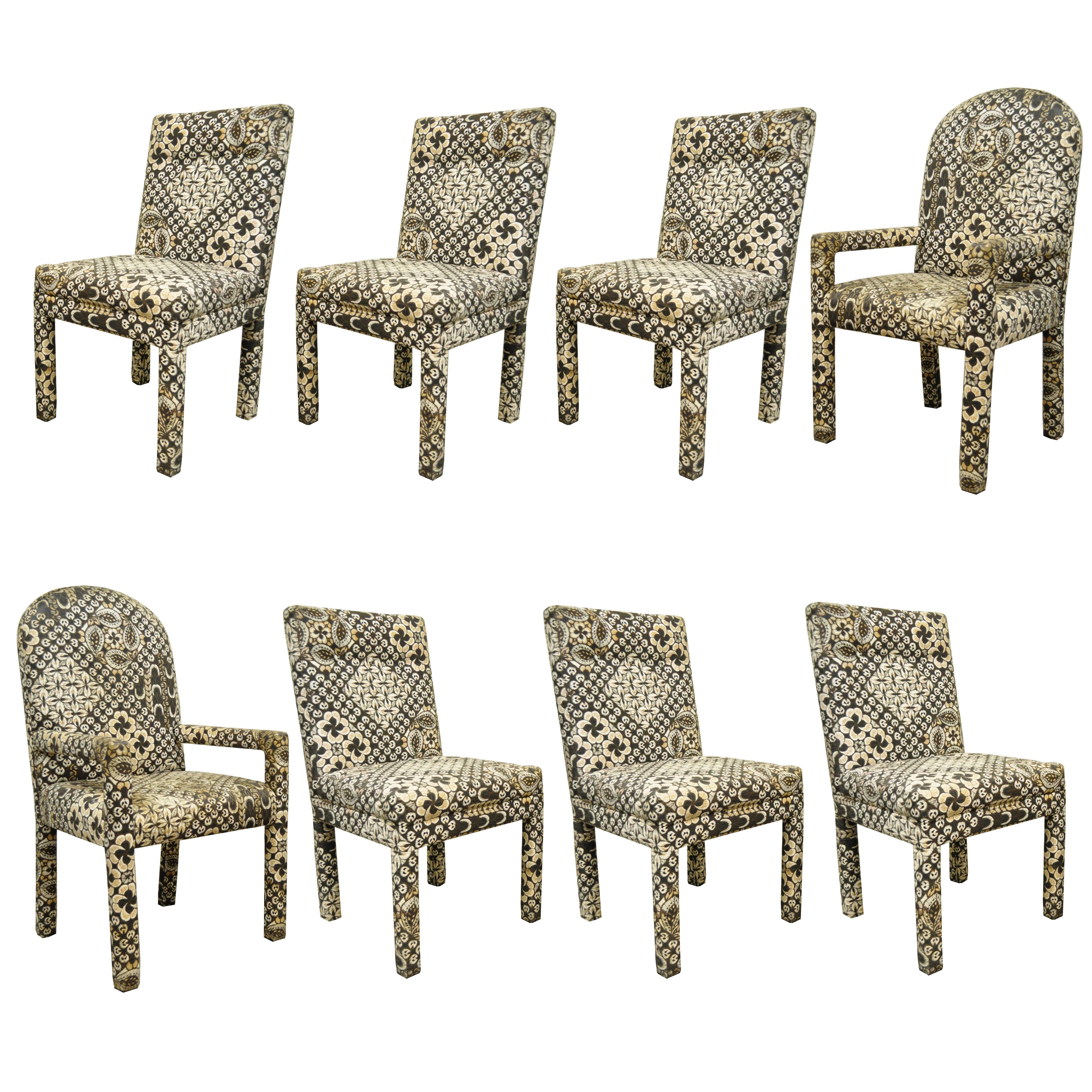 Eight Mid-Century Modern Cy Mann Parsons Style Dining Chairs after Milo Baughman