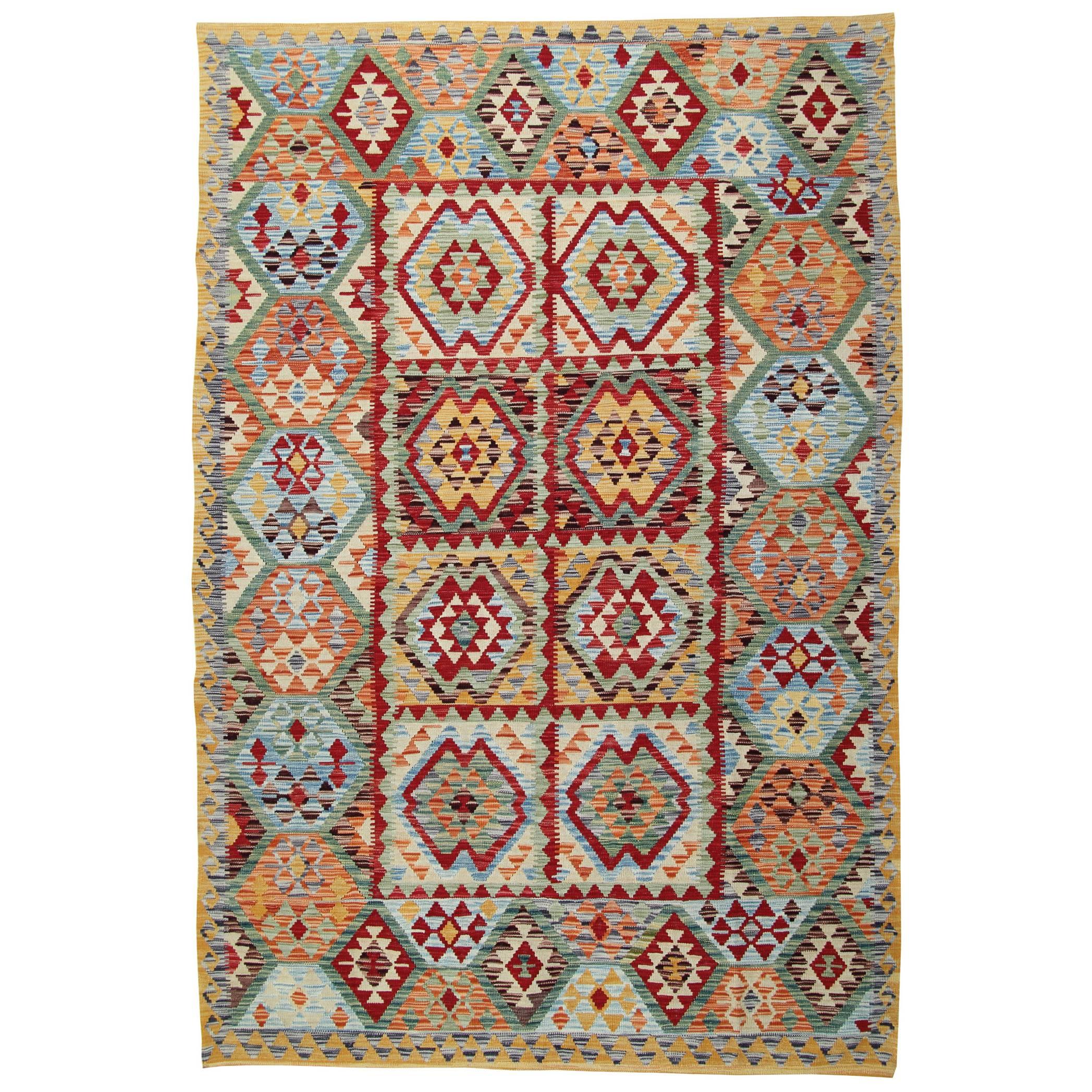 Afghan Kilim Rugs, Traditional Multi-Colour 