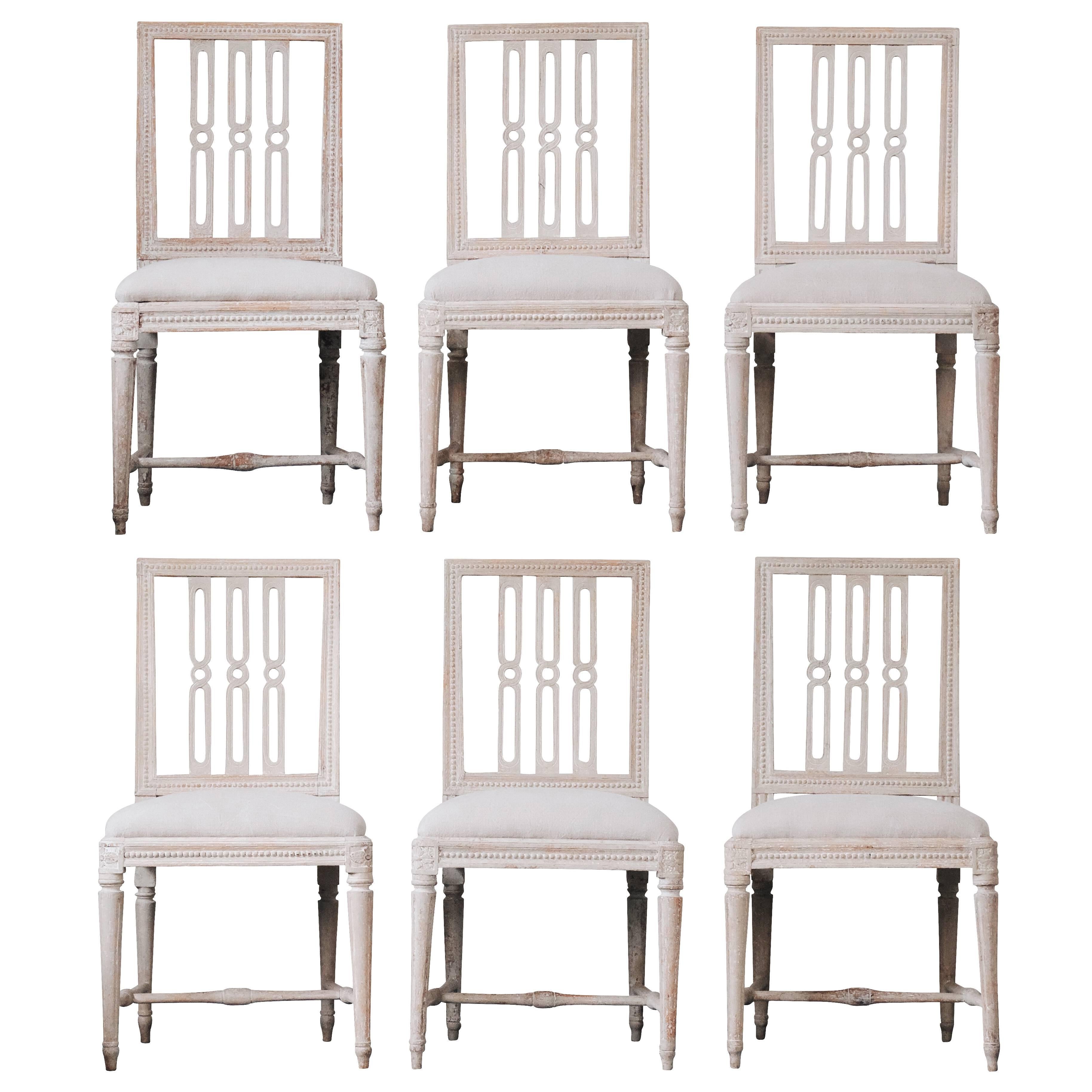 Set of six 18th century Gustavian dining chairs