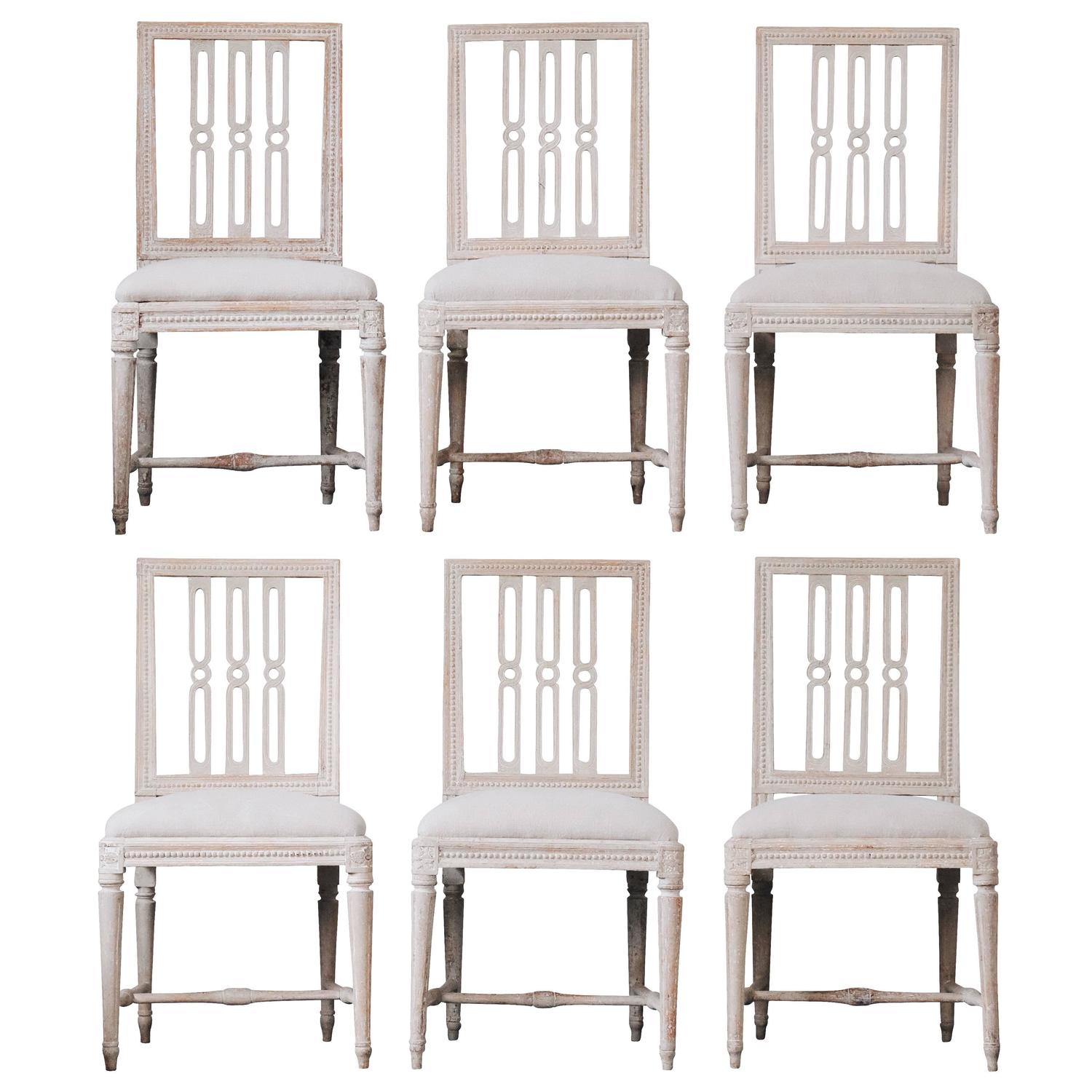 Set of Six Gustavian Dining Chairs For Sale at 1stdibs