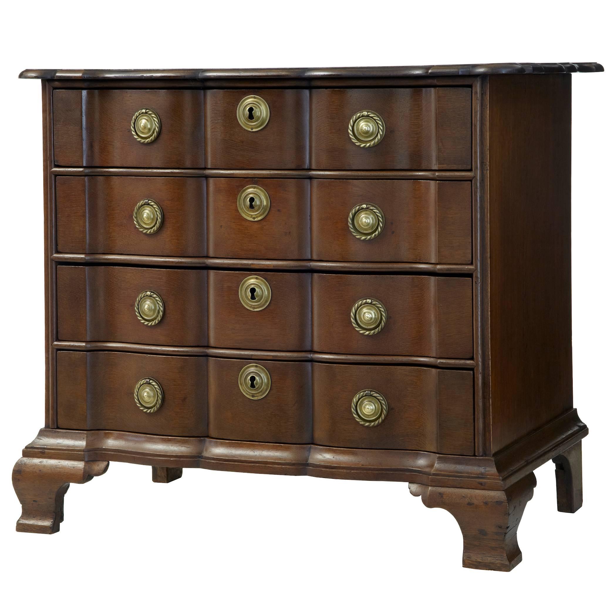 19th Century, Dutch Shaped Oak Chest of Drawers Commode